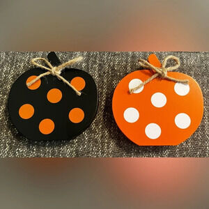 NWT 2 Polka Dot Tabletop Pumpkins
